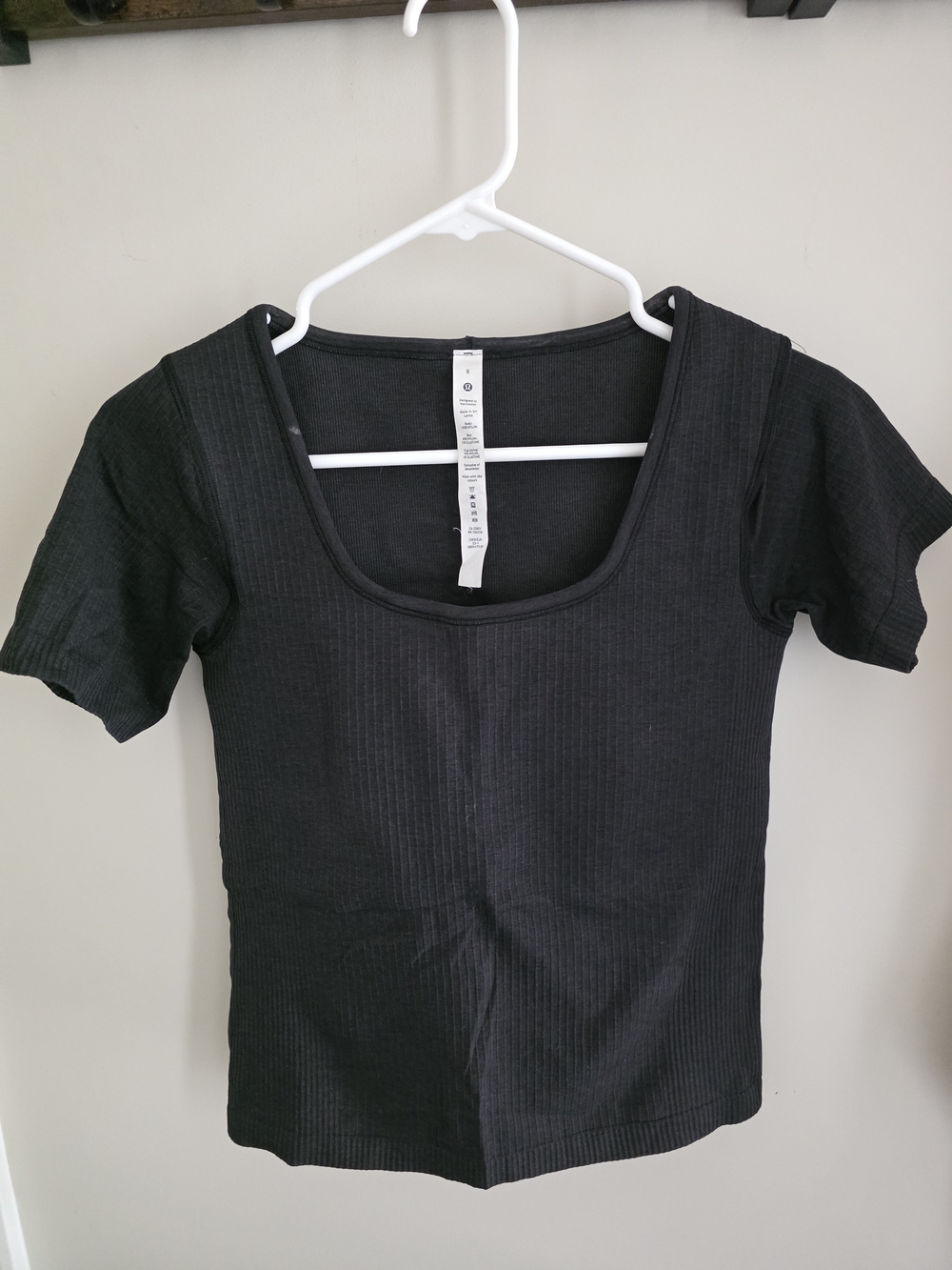lululemon athletica Black Ribbed Square Neck Short Sleeve Tee